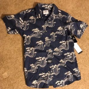 Rip curl kids short sleeved button up shirt w palm trees new